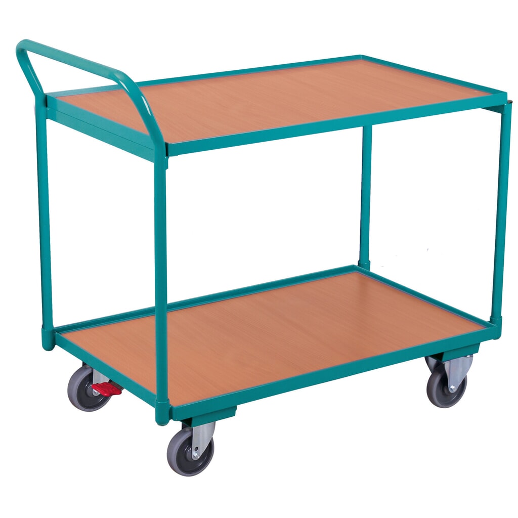 Carro con tablero Ameise®, manillar vertical, 2 pisos de 850 x 500 mm Imagen del producto: Carro con tablero Ameise®, manillar vertical, 2 pisos de 850 x 500 mm