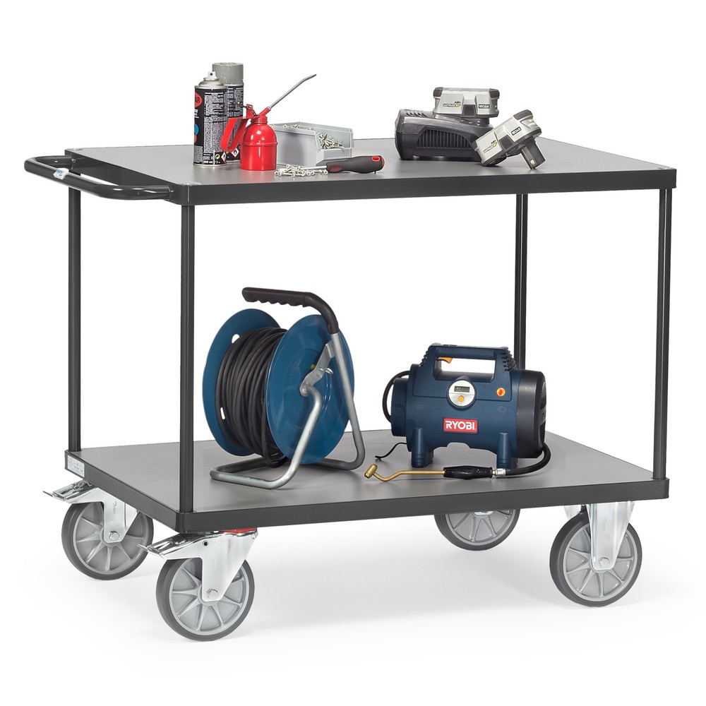 Número de imagen del producto 2: Carro pesado de montaje y con tablero fetra®, 2 pisos de 1.000 x 700 mm, gris antracita