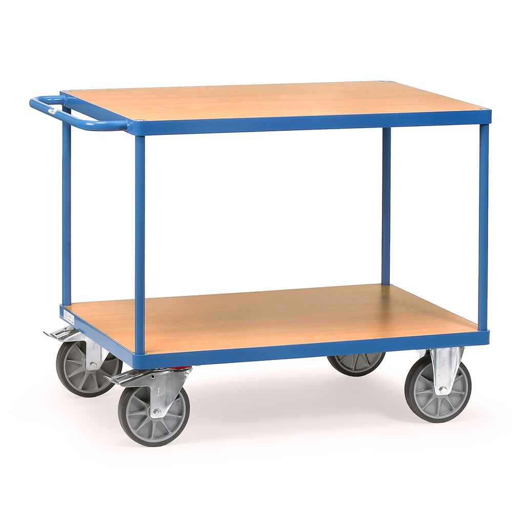 Carro pesado de montaje y con tablero fetra®, 2 pisos de 1.000 x 700 mm Imagen del producto: Carro pesado de montaje y con tablero fetra®, 2 pisos de 1.000 x 700 mm