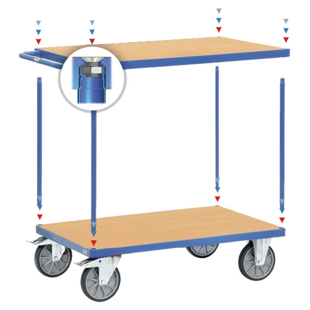 Número de imagen del producto 4: Carro pesado de montaje y con tablero fetra®, 2 pisos de 1.200 x 800 mm