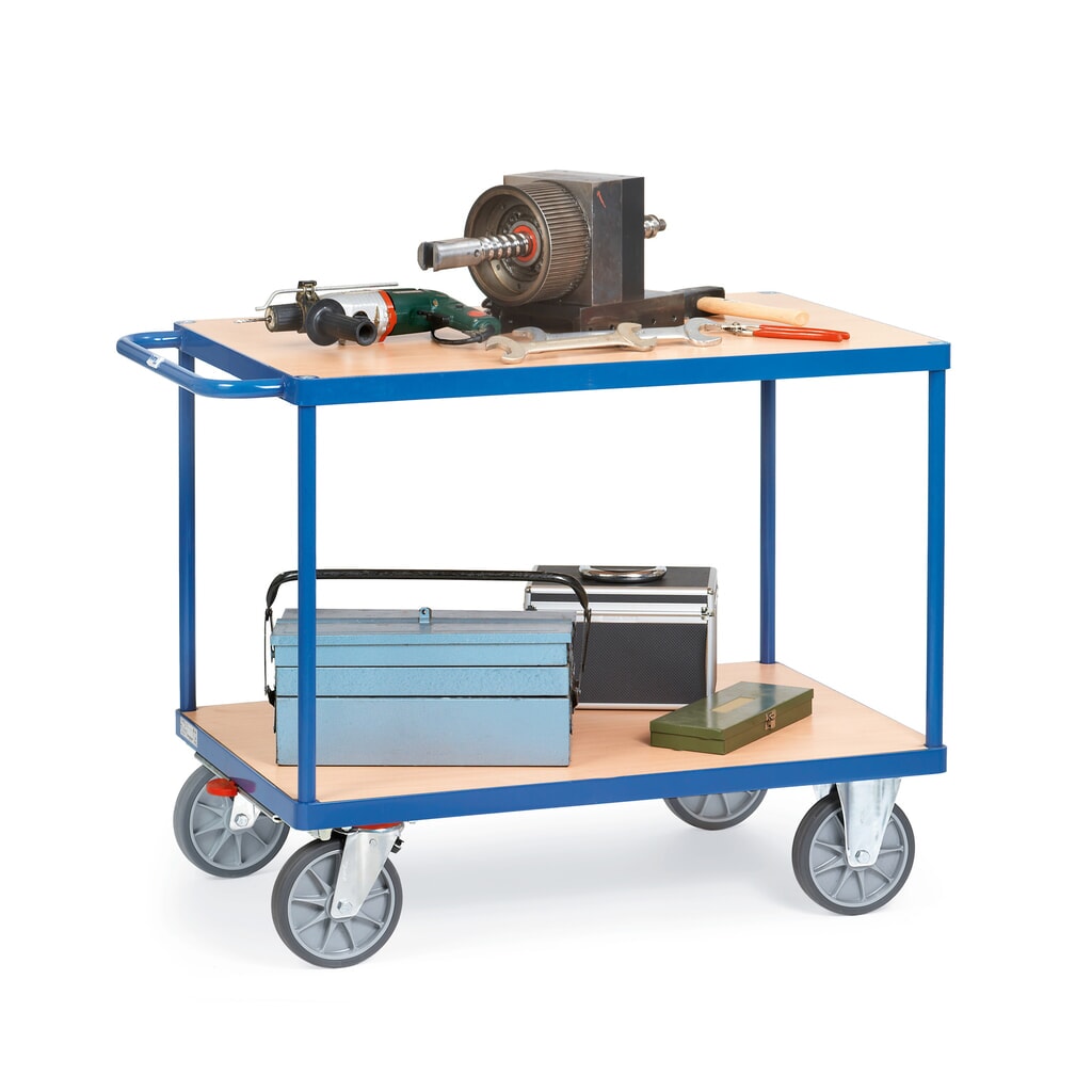 Imagen del producto: Carro pesado de montaje y con tablero fetra®, 2 pisos de 1.000 x 600 mm, con freno central