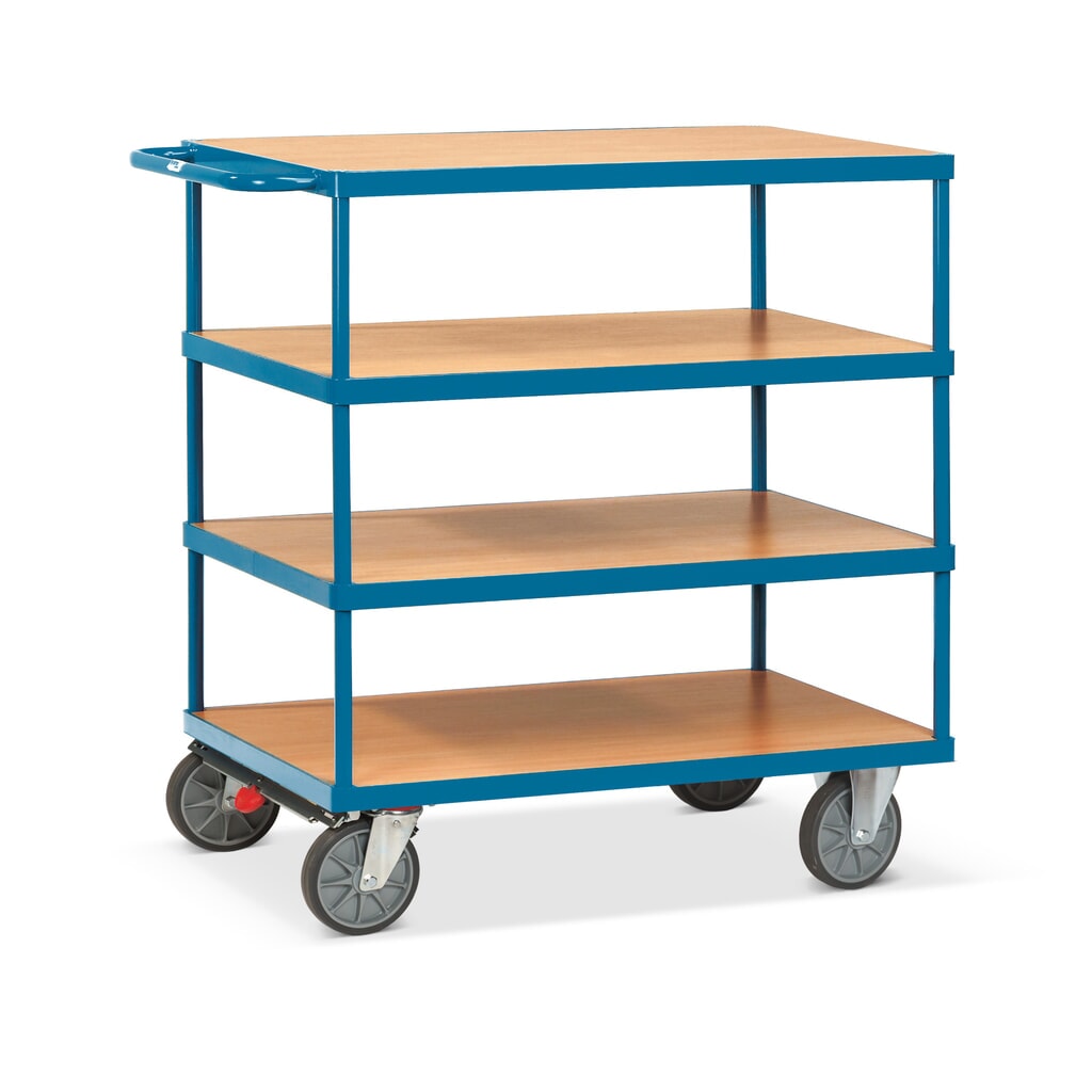 Imagen del producto: Carro pesado de montaje y con tablero fetra®, 4 pisos de 1.000 x 700 mm, con freno central
