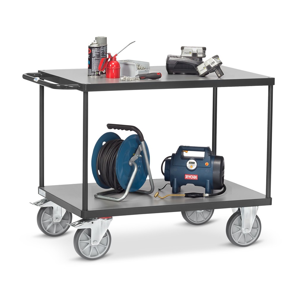 Número de imagen del producto 3: Carro pesado de montaje y con tablero fetra®, 2 pisos de 1.000 x 700 mm, gris antracita