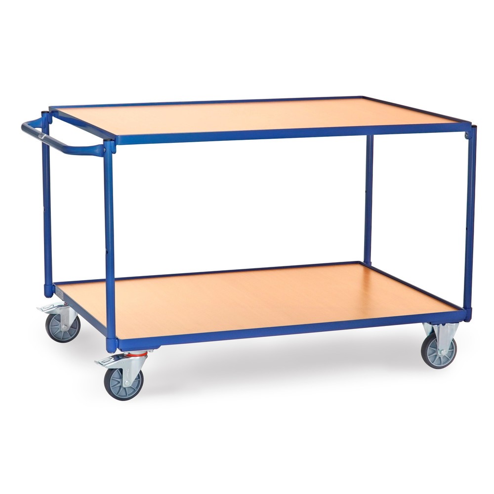 Número de imagen del producto 1: fetra® Carrito de mesa, capacidad de carga 300 kg, 2 niveles 1200 x 800 mm, manillar horizontal