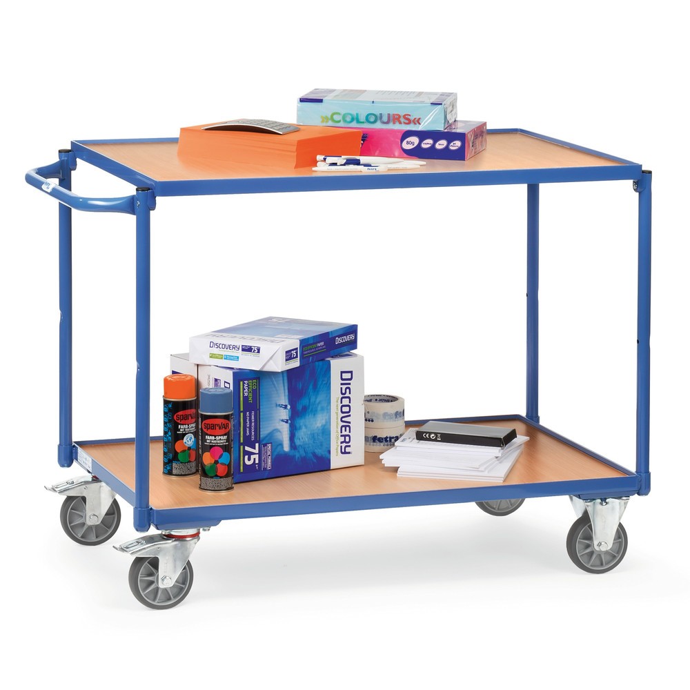 Número de imagen del producto 2: fetra® Carrito de mesa, capacidad de carga 300 kg, 2 niveles 1200 x 800 mm, manillar horizontal