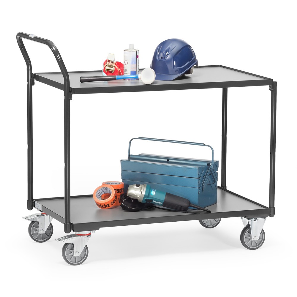 Número de imagen del producto 2: Carro con tablero fetra®, CC 300 kg, 2 pisos de 1.000 x 600 mm, manillar vertical, gris antracita