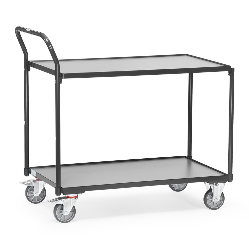 Número de imagen del producto 1: Carro con tablero fetra®, CC 300 kg, 2 pisos de 1.000 x 600 mm, manillar vertical, gris antracita