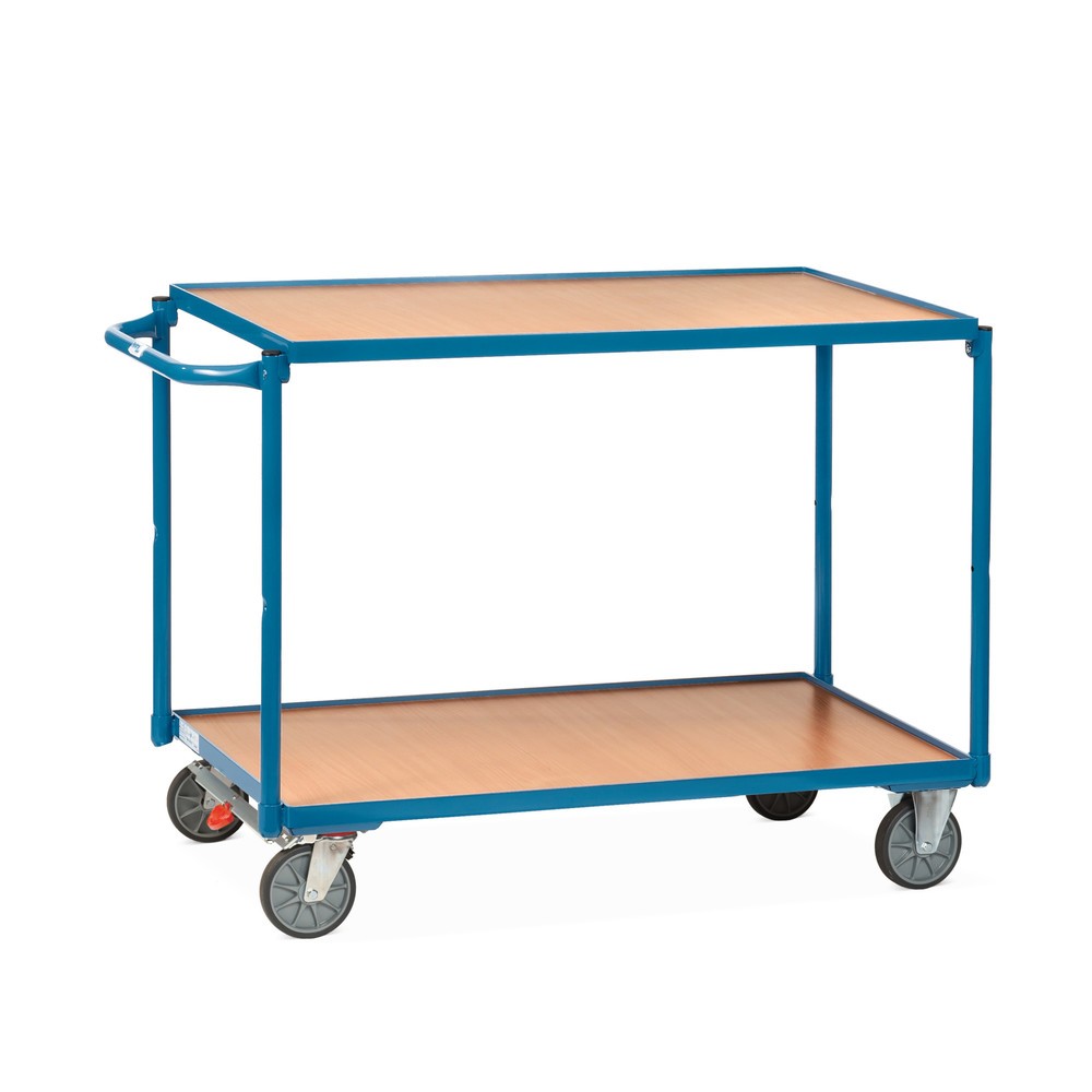 Imagen del producto: Carro con tablero fetra®, CC 300 kg, 2 pisos de 850 x 500 mm, manillar horizontal, con freno central