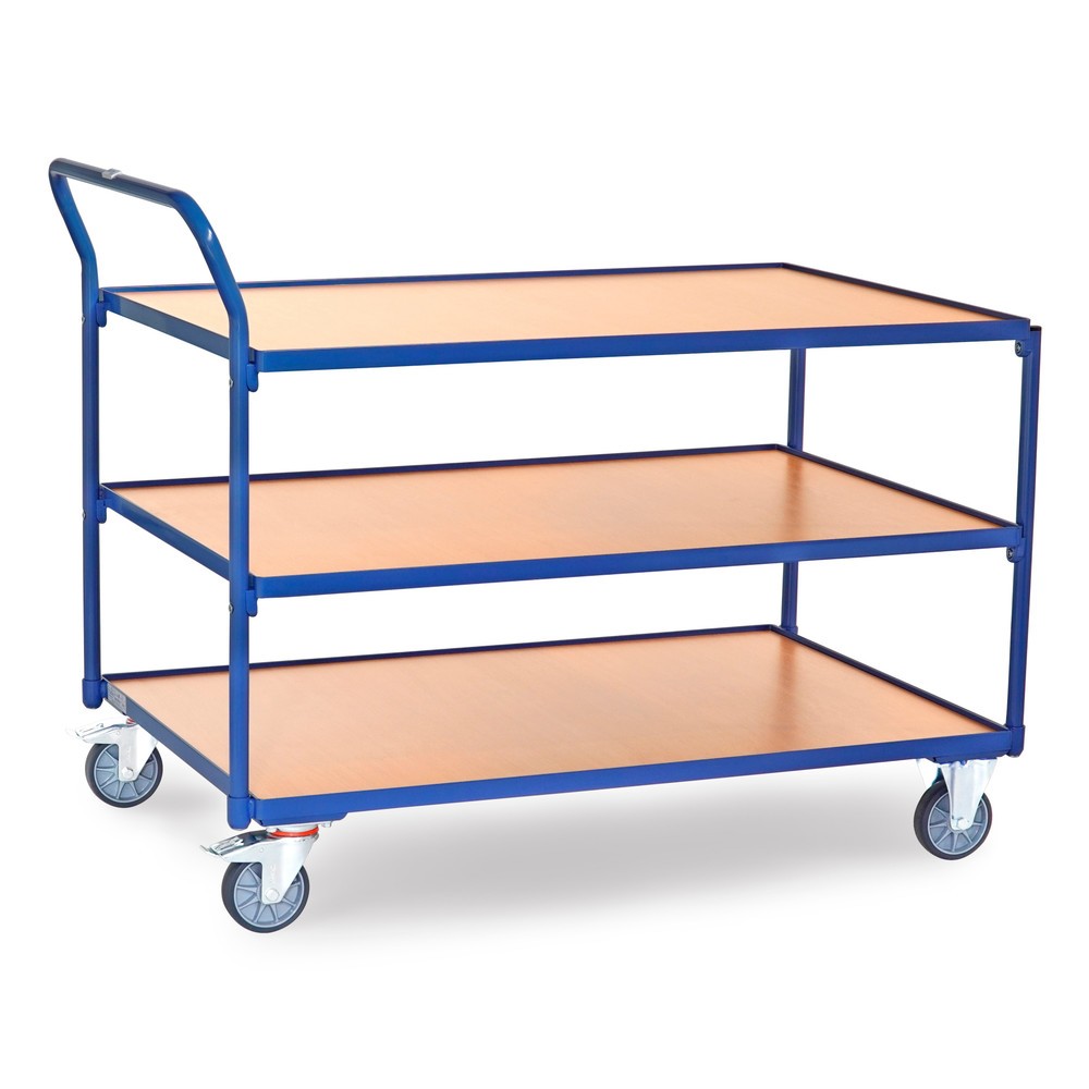 Imagen del producto: Carro de mesa fetra®, capacidad de carga 300 kg, 3 niveles 1.200 x 800 mm, manillar alto