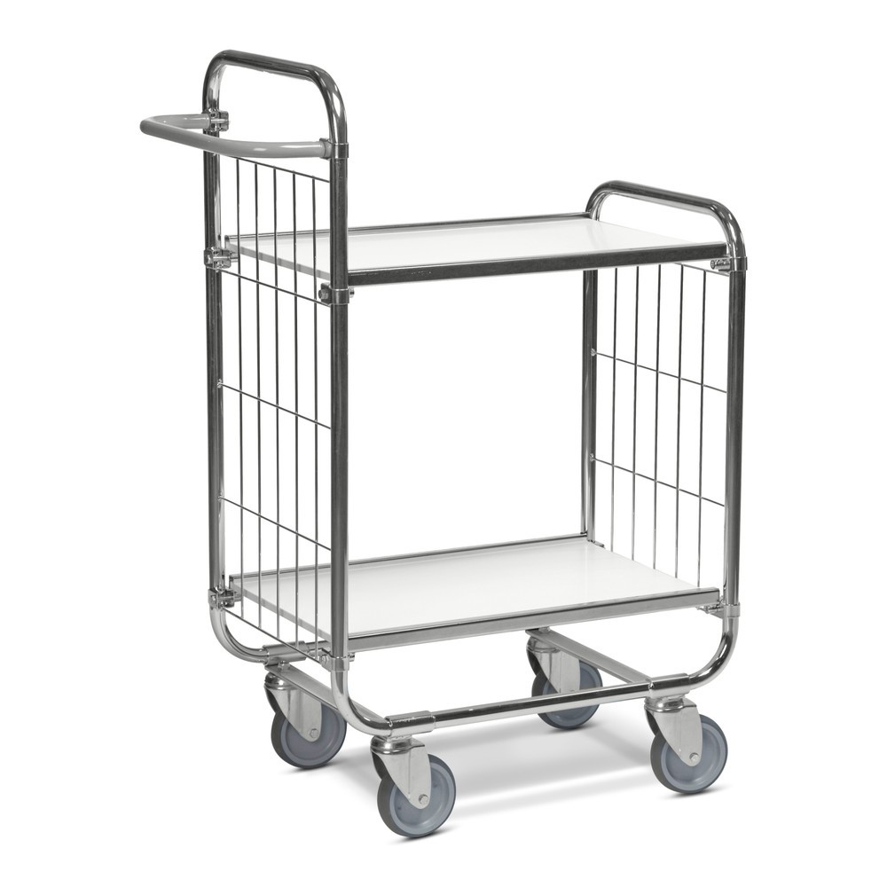 Imagen del producto: carro|plataforma estante inferior, galvanizado, 2 paredes de celosía, cara alta, 2 estantes laminados de 1.200 x 425 mm