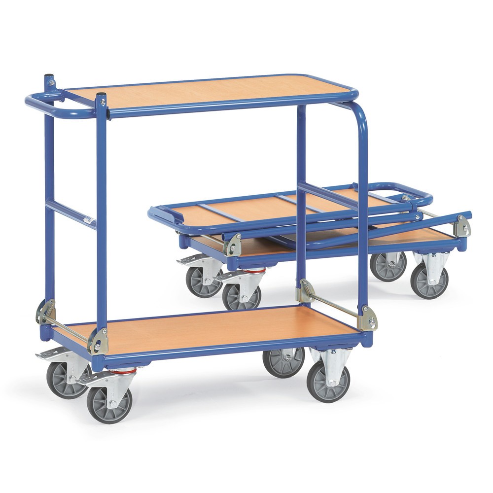 Imagen del producto: Carro de mesa plegable fetra® con bastidor|chasis de acero, 2 estantes de 900 x 600 mm