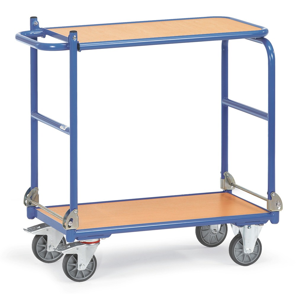 Número de imagen del producto 3: Carro de mesa plegable fetra® con bastidor|chasis de acero, 2 estantes de 720 x 450 mm
