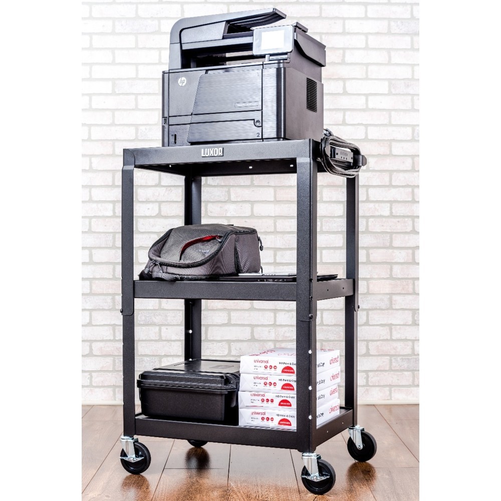 Número de imagen del producto 6: Carro de oficina y archivo ajustable de 3 niveles, con armario base, color rojo