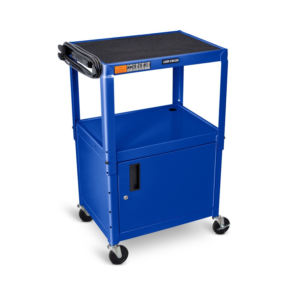 Número de imagen del producto 1: Carro de oficina y archivo ajustable de 3 niveles con armario base azul