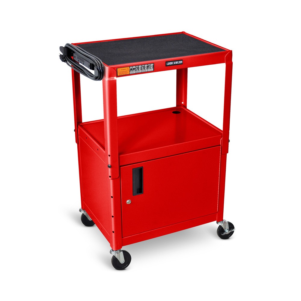 Imagen del producto: Carro de oficina y archivo ajustable de 3 niveles, con armario base, color rojo