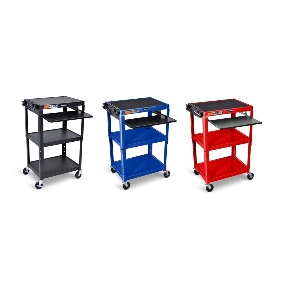 Número de imagen del producto 2: Carro de oficina y archivo ajustable de 3 niveles con bandeja extensible para teclado, color negro