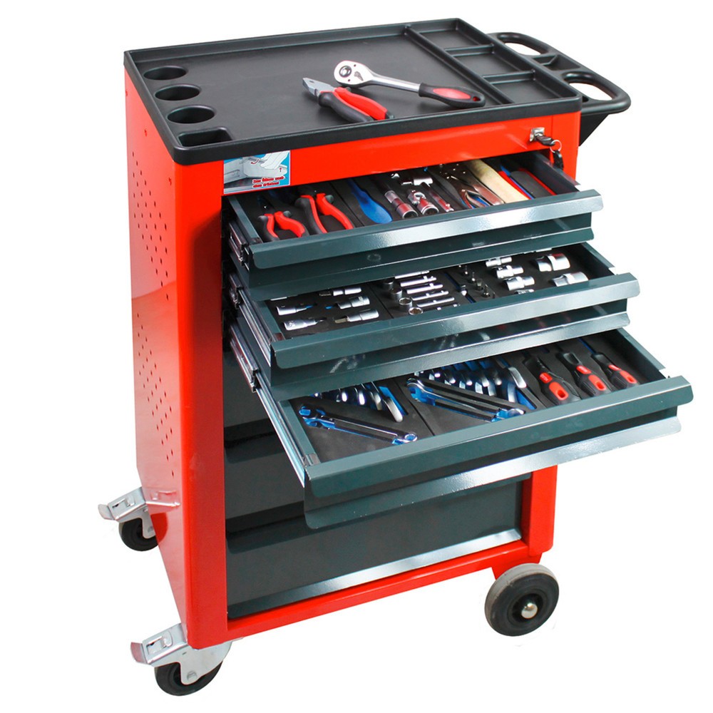 Imagen del producto: Carro de taller HEMMDAL con surtido de 115 herramientas, rojo