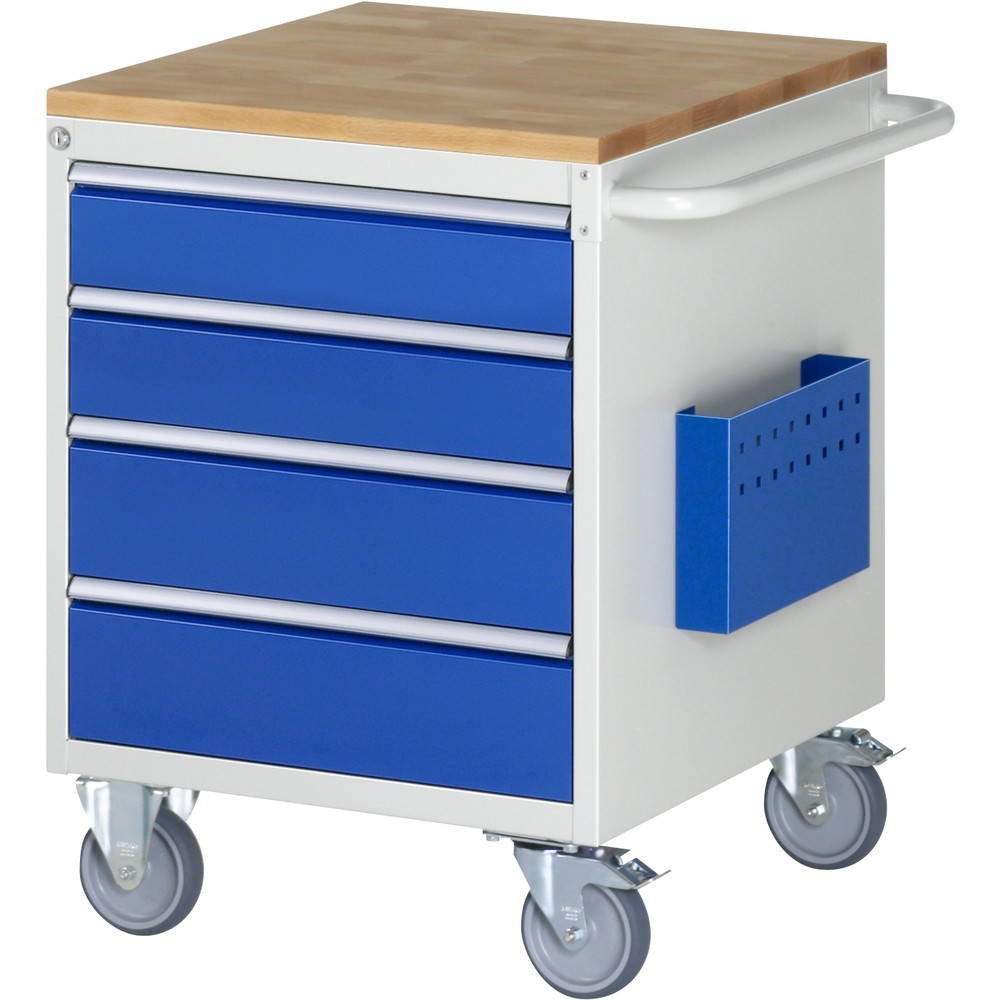 Imagen del producto: Carro de taller RAU serie 7000, HxAxF 795 x 580 x 650 mm, 4 cajones extraíbles al 90%, 2 x 120, 2 x 150 mm, encimera de haya