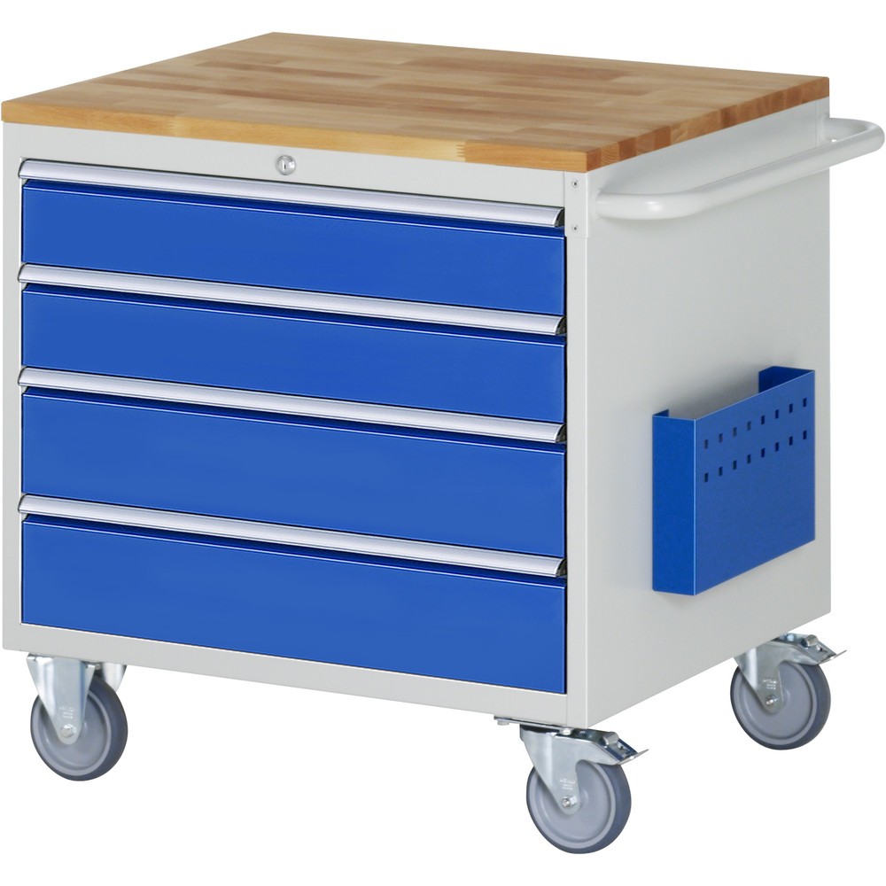 Número de imagen del producto 1: Carro de taller RAU serie 7000, HxAxF 795 x 770 x 650 mm, 4 cajones extraíbles al 90%, 2 x 120, 2 x 150 mm, encimera de haya