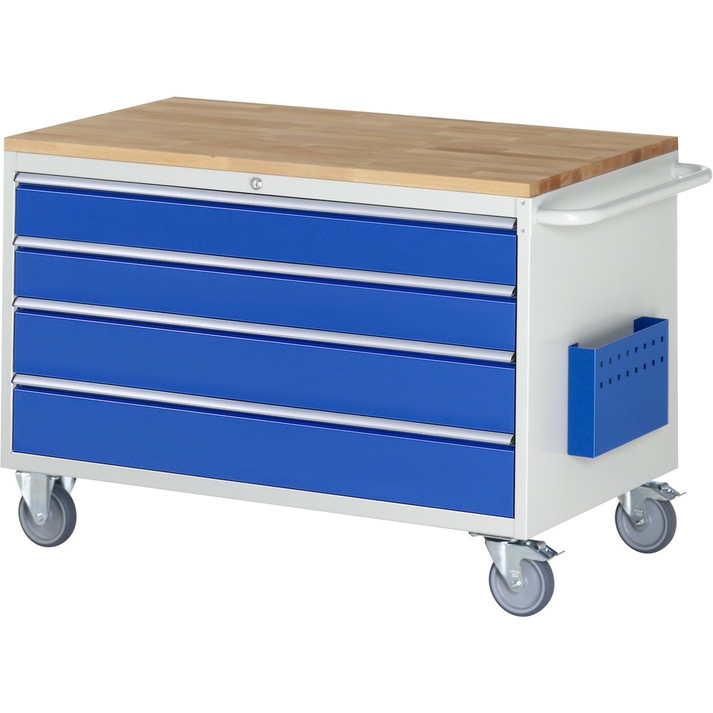Imagen del producto: Carro de taller RAU serie 7000, HxAxF 795 x 1.145 x 650 mm, 4 cajones extraíbles al 90%, 2 x 120, 2 x 150 mm, encimera de haya