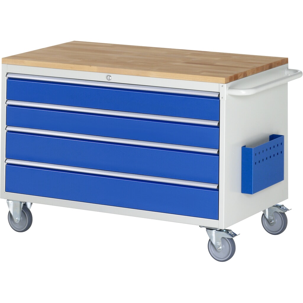 Carro de taller RAU serie 7000, HxAxF 795 x 1.145 x 650 mm, 4 cajones extraíbles al 90%, 2 x 120, 2 x 150 mm, encimera de haya Imagen del producto: Carro de taller RAU serie 7000, HxAxF 795 x 1.145 x 650 mm, 4 cajones extraíbles al 90%, 2 x 120, 2 x 150 mm, encimera de haya
