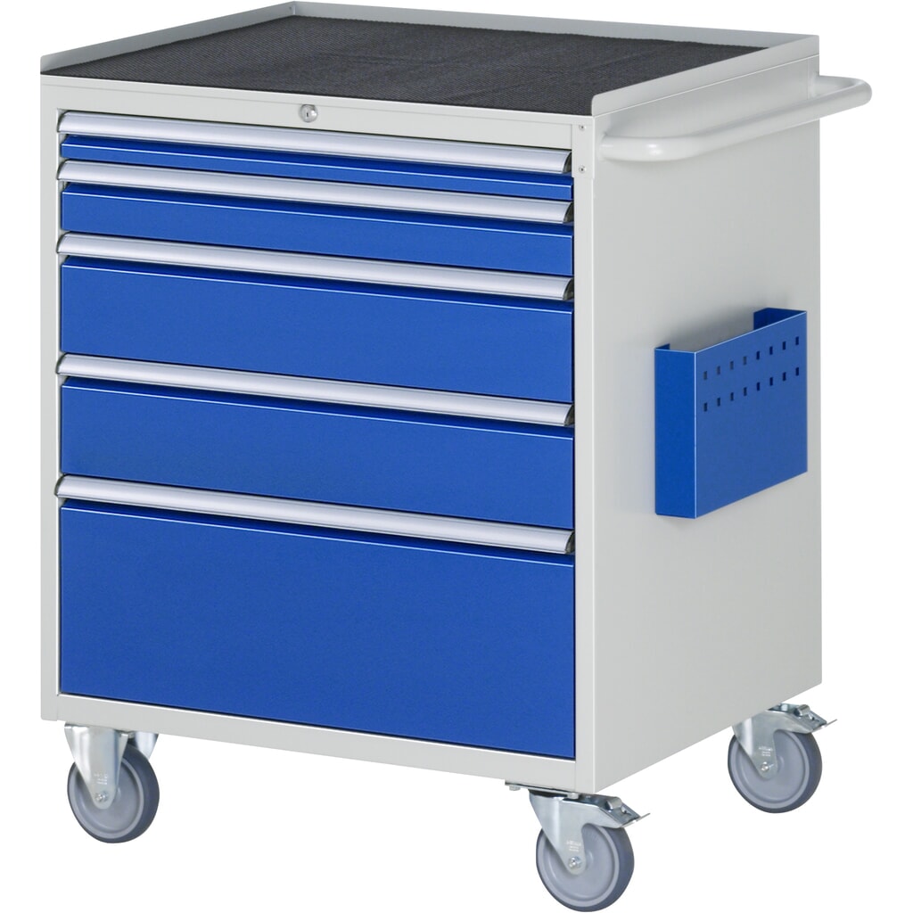 Imagen del producto: Carro de taller RAU serie 7000, HxAxF 975 x 770 x 650 mm, 5 cajones extraíbles al 90% 1 x 60, 1 x 90, 2 x 150, 1 x 270 mm, encimera de metal
