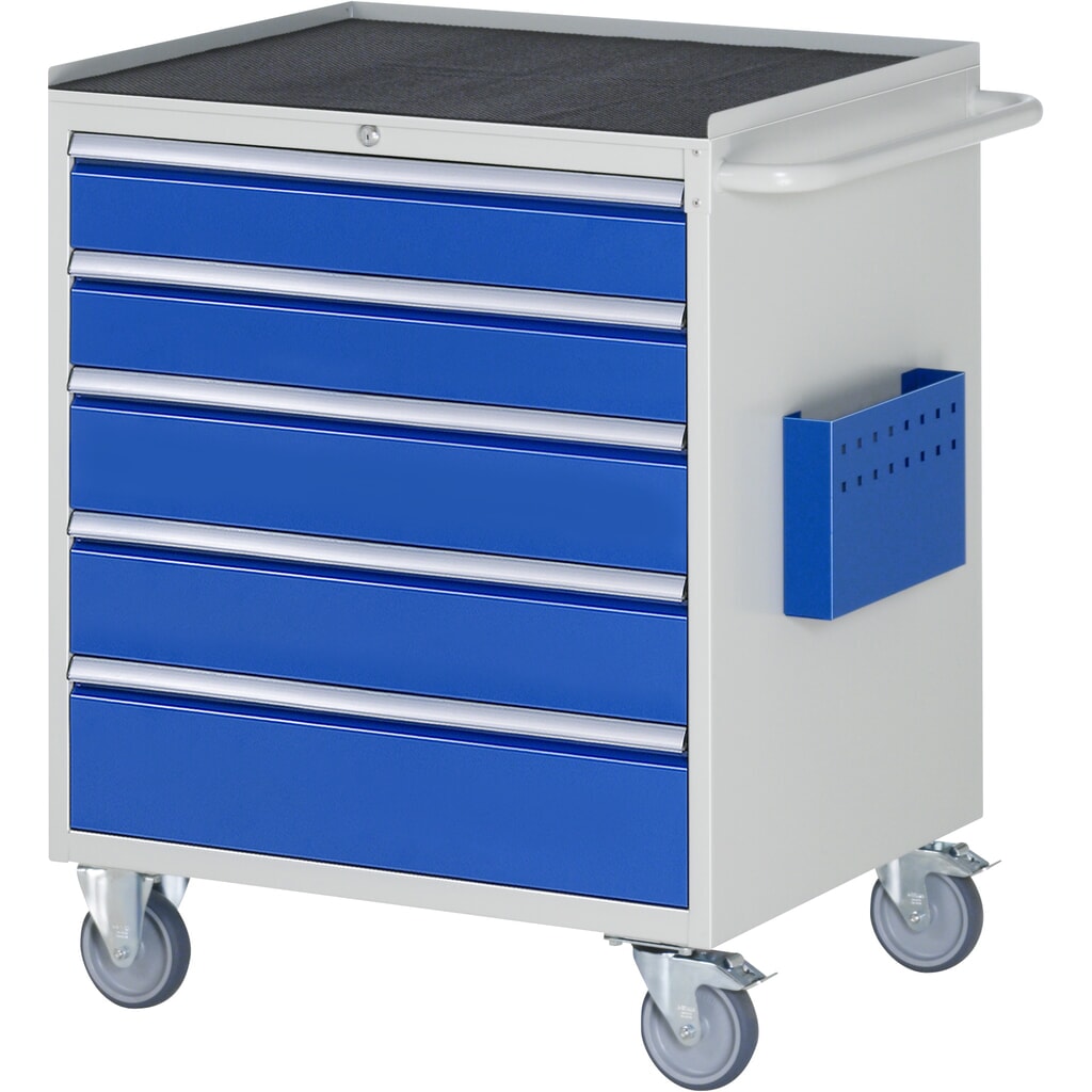 Imagen del producto: Carro de taller RAU serie 7000, HxAxF 975 x 770 x 650 mm, 5 cajones extraíbles al 90% 2 x 120, 2 x 150 mm, 1 x 180 mm, encimera de metal