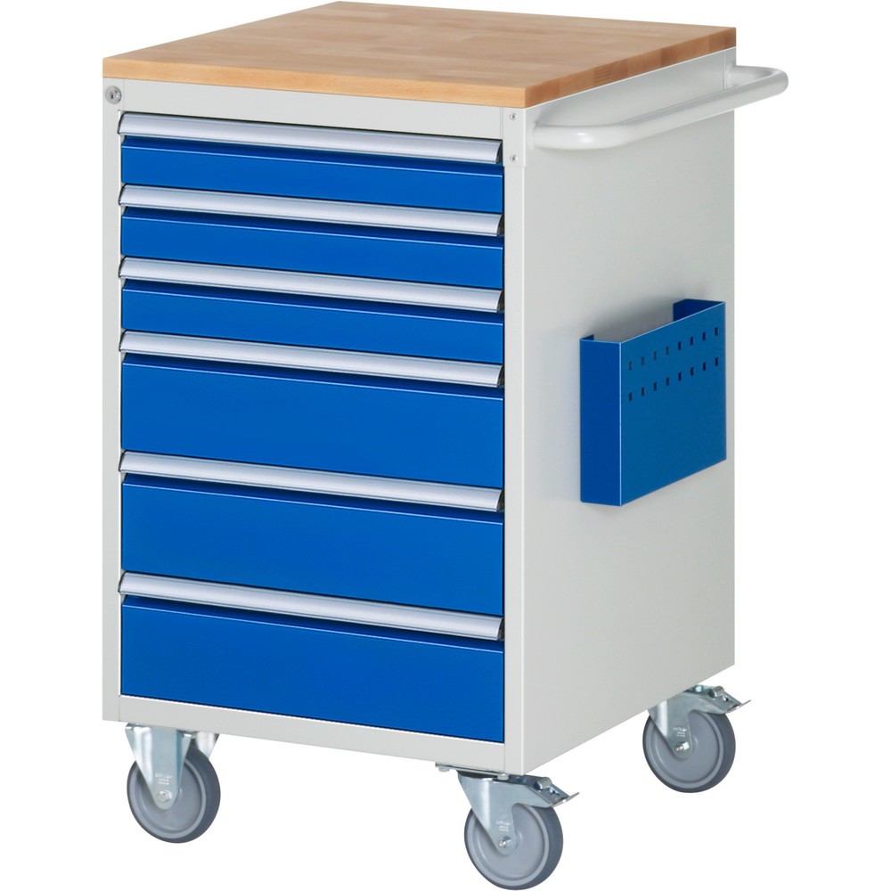 Imagen del producto: Carro de taller RAU serie 7000, HxAxF 975 x 580 x 650 mm, 6 cajones extraíbles al 90%, 3 x 90, 3 x 150 mm, encimera de haya