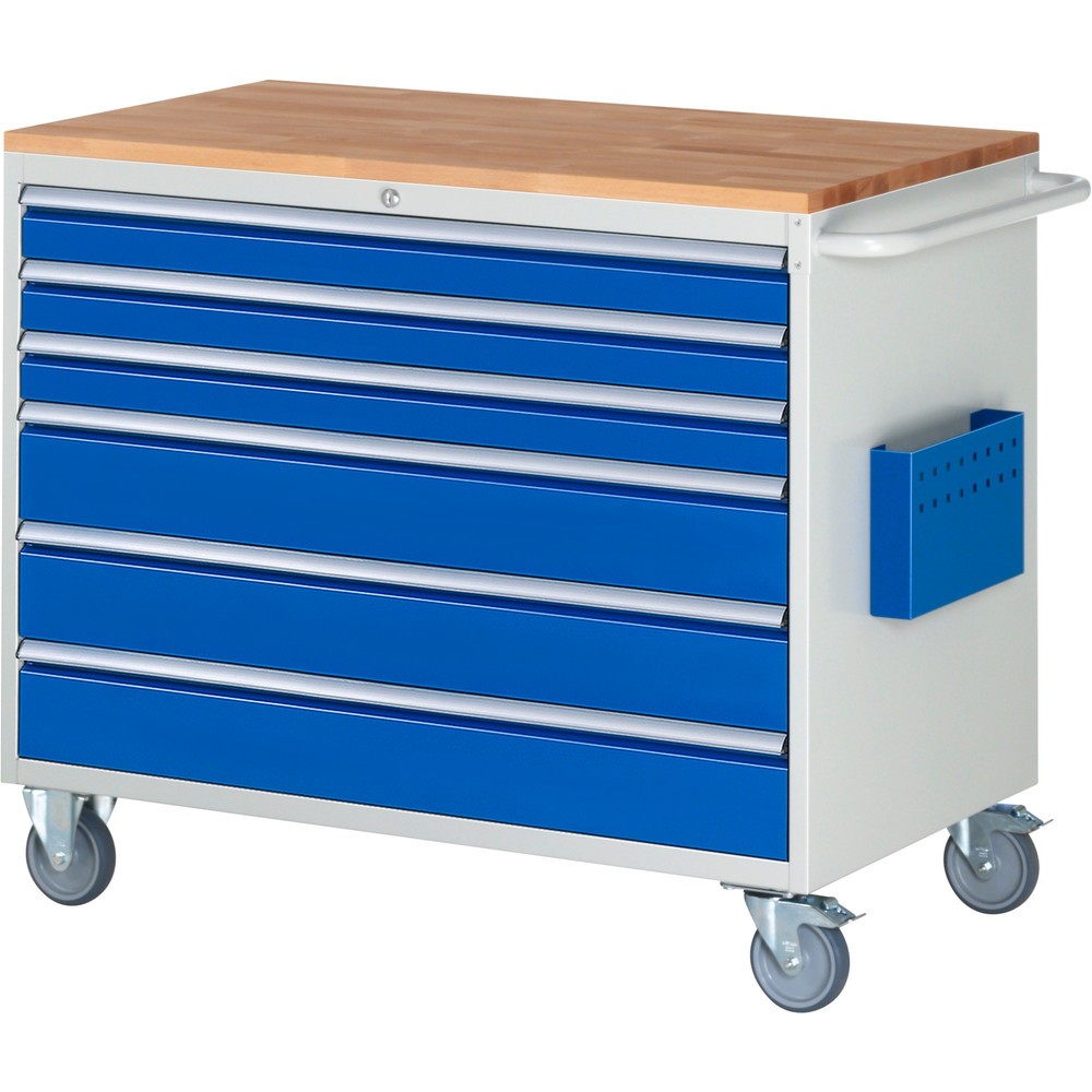Imagen del producto: Carro de taller RAU serie 7000, HxAxF 975 x 1.145 x 650 mm, 6 cajones extraíbles al 90%, 3 x 90, 3 x 150 mm, encimera de haya