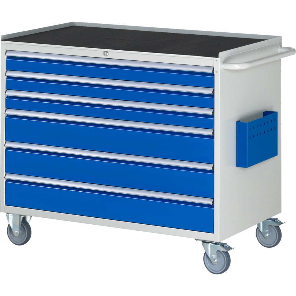Carro de taller RAU serie 7000, HxAxF 975 x 1.145 x 650 mm, 6 cajones extraíbles al 90%, 3 x 90, 3 x 150 mm, encimera de metal Imagen del producto: Carro de taller RAU serie 7000, HxAxF 975 x 1.145 x 650 mm, 6 cajones extraíbles al 90%, 3 x 90, 3 x 150 mm, encimera de metal
