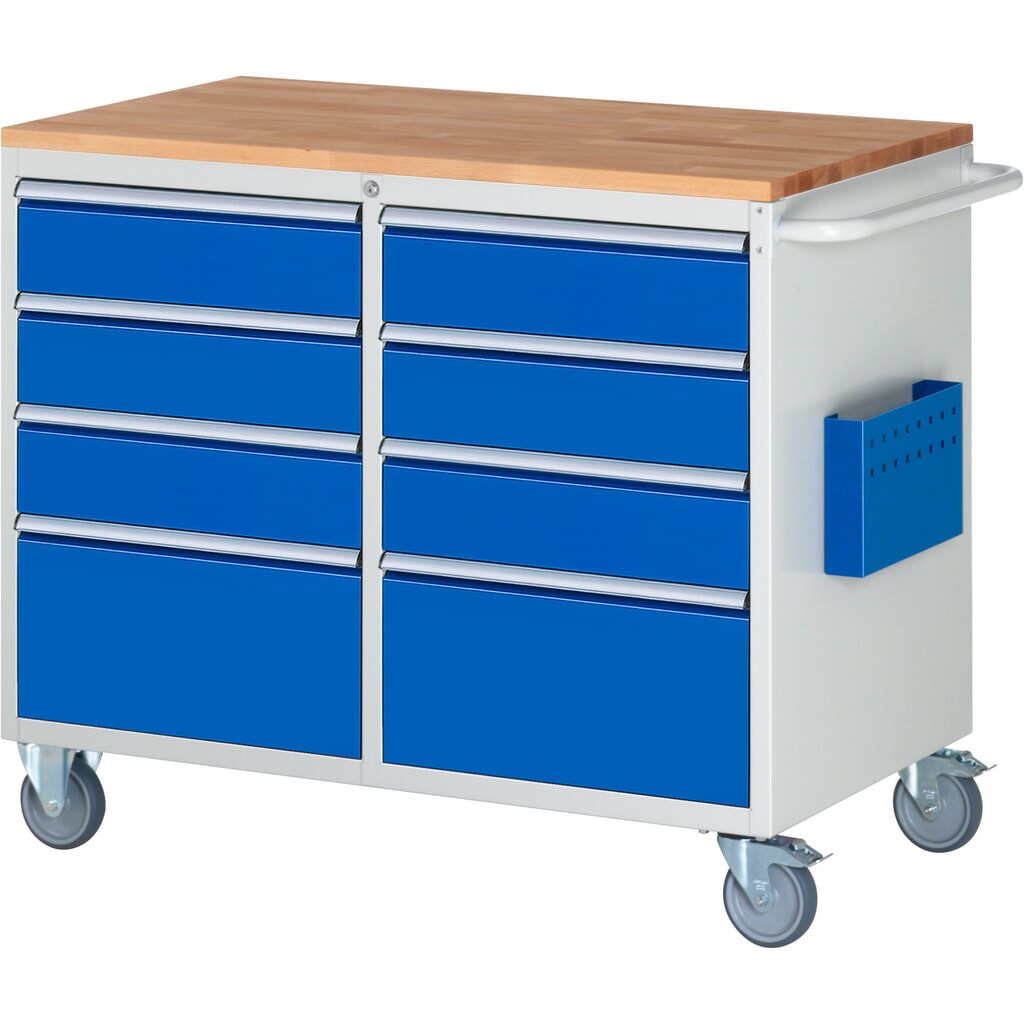 Carro de taller RAU serie 7000, HxAxF 975 x 1.145 x 650 mm, 8 cajones extraíbles al 90%, 6 x 150, 2 x 270 mm, encimera de haya Imagen del producto: Carro de taller RAU serie 7000, HxAxF 975 x 1.145 x 650 mm, 8 cajones extraíbles al 90%, 6 x 150, 2 x 270 mm, encimera de haya