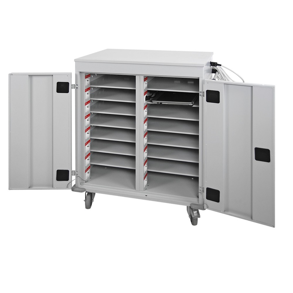 Número de imagen del producto 2: Carro de taquillas para ordenadores portátiles, HxAxF 1.060 x 920 x 500 mm, 16 compartimentos, con alimentación de corriente