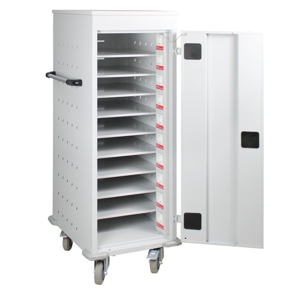 Número de imagen del producto 2: Carro de taquillas para ordenadores portátiles, HxAxF 1.250 x 530 x 500 mm, 10 compartimentos, con alimentación de corriente