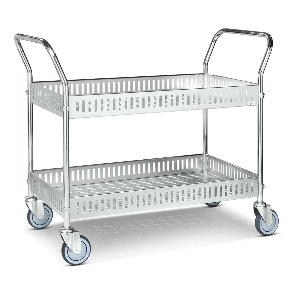 Carro de canasta de portacarpetas colgantes de alto nivel, 935 mm x 535 mm, totalmente galvanizado, de 2 niveles Imagen del producto: Carro de canasta de portacarpetas colgantes de alto nivel, 935 mm x 535 mm, totalmente galvanizado, de 2 niveles