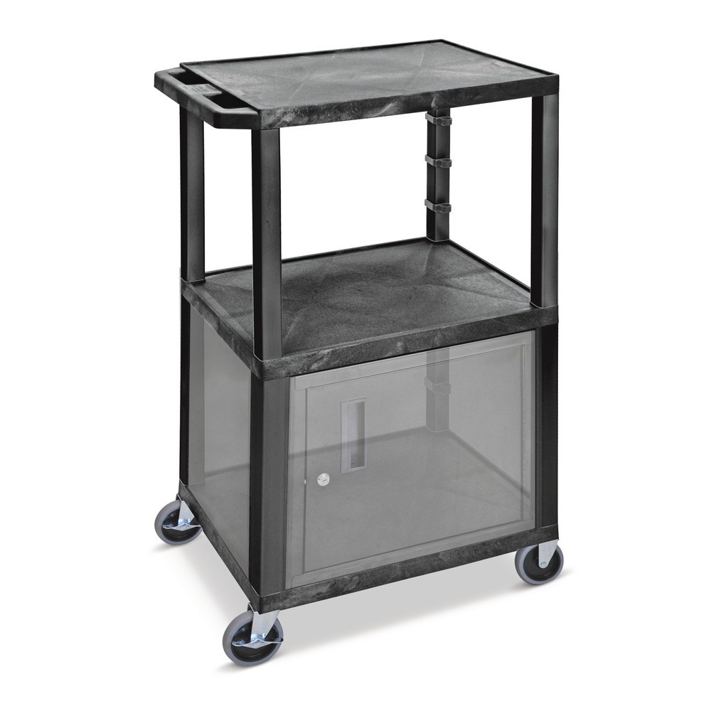 Imagen del producto: Carro de transporte de plástico, 3 pisos. CC 150 kg, negro