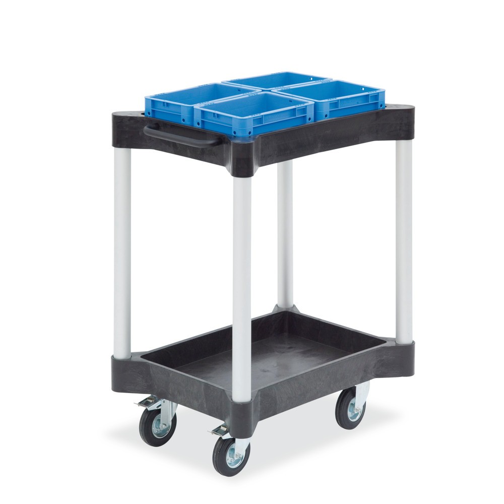 Imagen del producto: carro de transporte multiusos con bañeras, 2 niveles, 604 x 404 mm