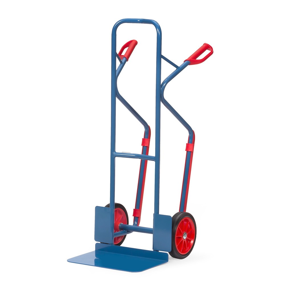 Imagen del producto: Carretilla apiladora fetra®, capacidad de carga 300 kg, pala An x Fo 480 x 300 mm, con conteras y bandajes de goma maciza, azul brillante