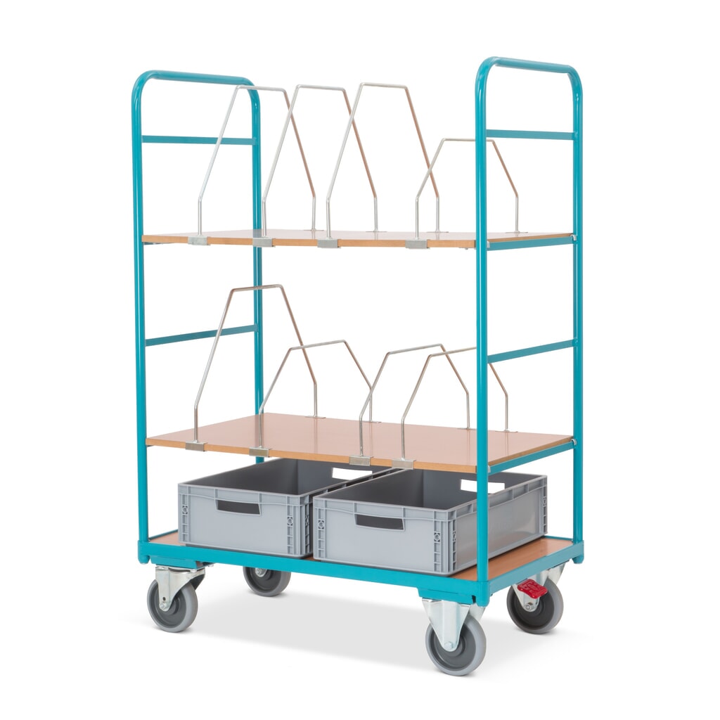 Carro para cajas de cartón Ameise®, 2 estantes variables de 995 x 585 mm Imagen del producto: Carro para cajas de cartón Ameise®, 2 estantes variables de 995 x 585 mm