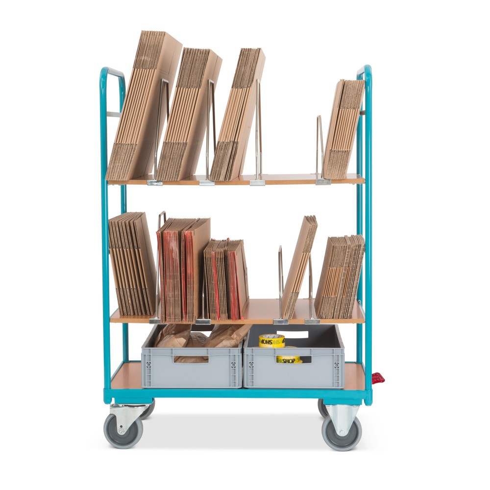 Número de imagen del producto 5: Carro para cajas de cartón Ameise®, 2 estantes variables de 995 x 585 mm