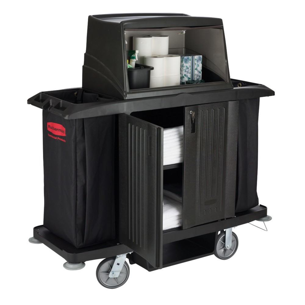 Número de imagen del producto 3: Carro para hoteles Rubbermaid®, negro, 1.270 x 559 x 1.524 mm (alto x ancho x fondo)