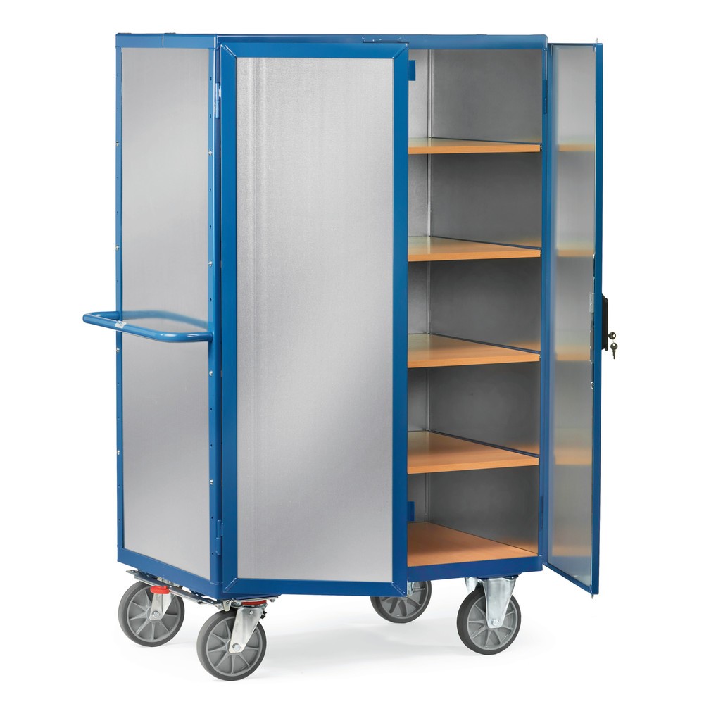 Imagen del producto: carro|plataforma de armario fetra®, cerrado, con puerta doble de dos hojas, chapa de acero, 5 niveles de 1.200 x 780 mm