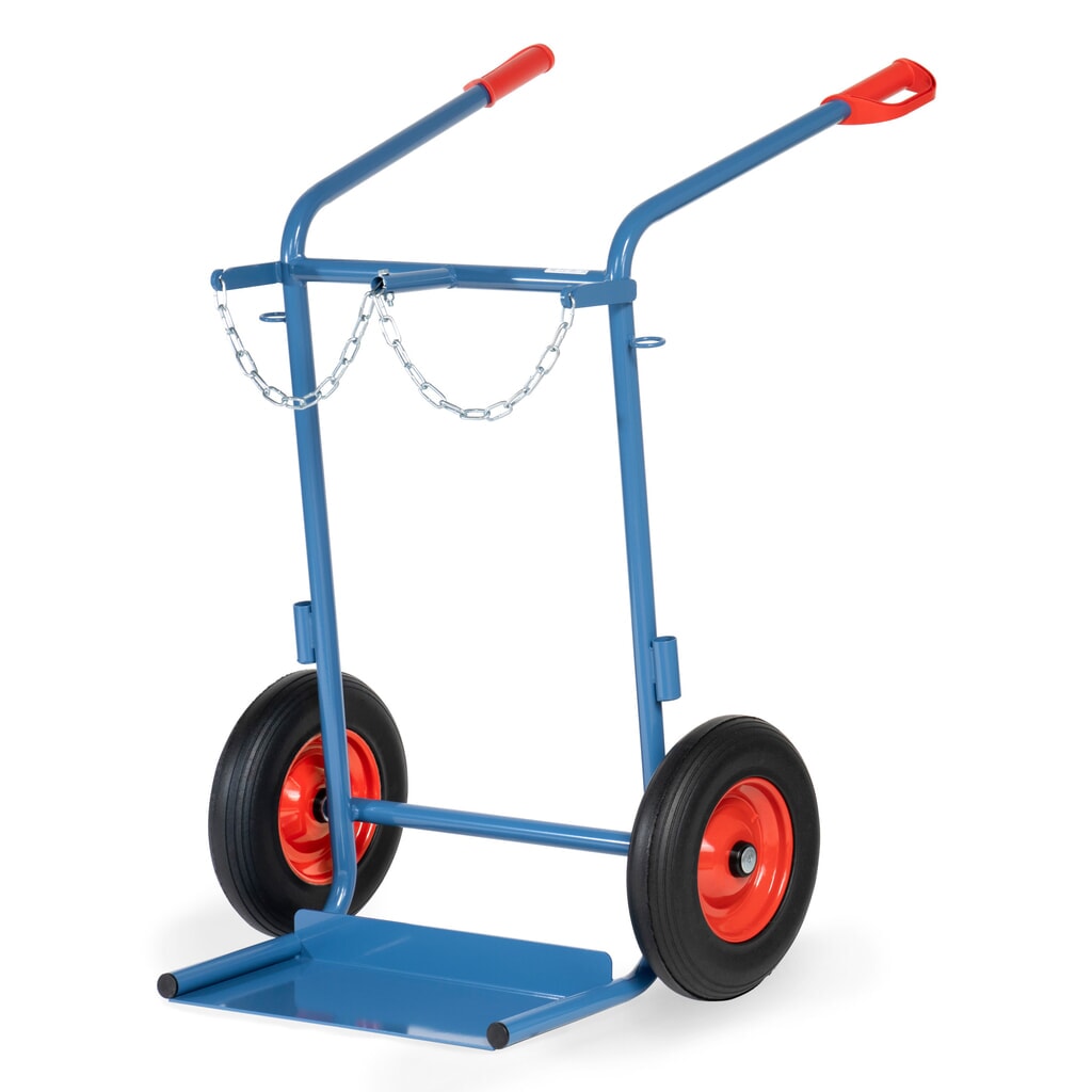 carro|plataforma para botella de acero fetra®, para 2 botellas de acero de 40-50 litros, bandajes de goma maciza Imagen del producto: carro|plataforma para botella de acero fetra®, para 2 botellas de acero de 40-50 litros, bandajes de goma maciza