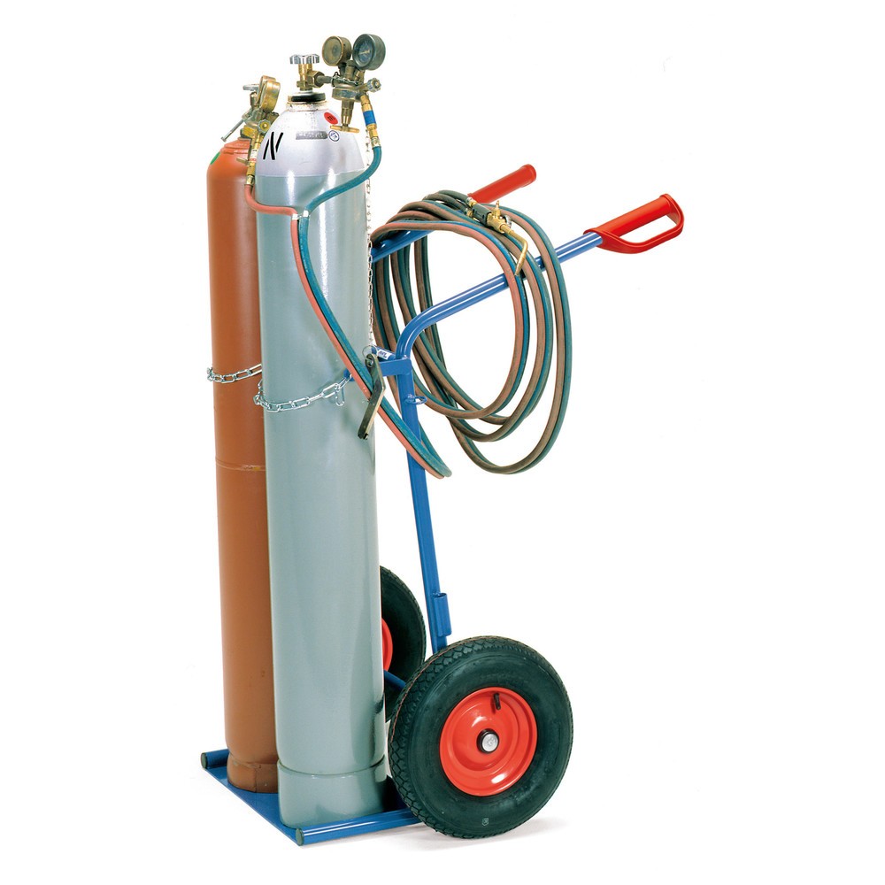 Número de imagen del producto 2: carro|plataforma para botella de acero fetra®, para 2 botellas de acero de 40-50 litros, bandajes de aire