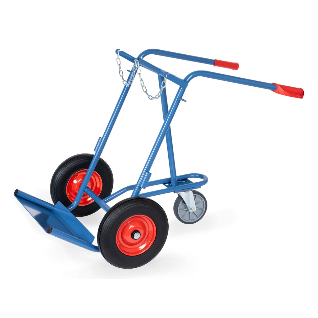 carro|plataforma para botella de acero fetra®, para 2 botellas de acero de 40-50 litros, bandajes de goma maciza, rueda de jockey inclusivo Imagen del producto: carro|plataforma para botella de acero fetra®, para 2 botellas de acero de 40-50 litros, bandajes de goma maciza, rueda de jockey inclusivo