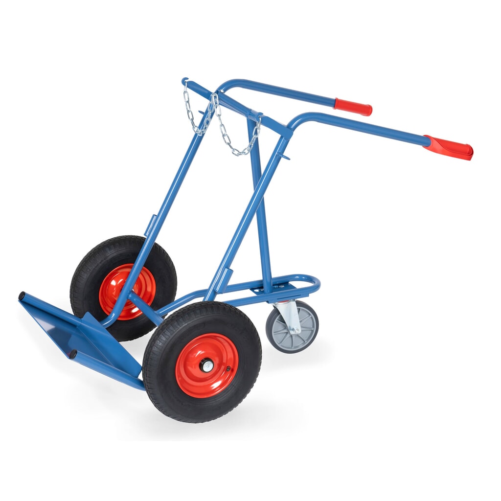 carro|plataforma para botella de acero fetra®, para 2 botellas de acero de 40-50 litros, bandajes de aire, rueda jockey inclusivo Imagen del producto: carro|plataforma para botella de acero fetra®, para 2 botellas de acero de 40-50 litros, bandajes de aire, rueda jockey inclusivo