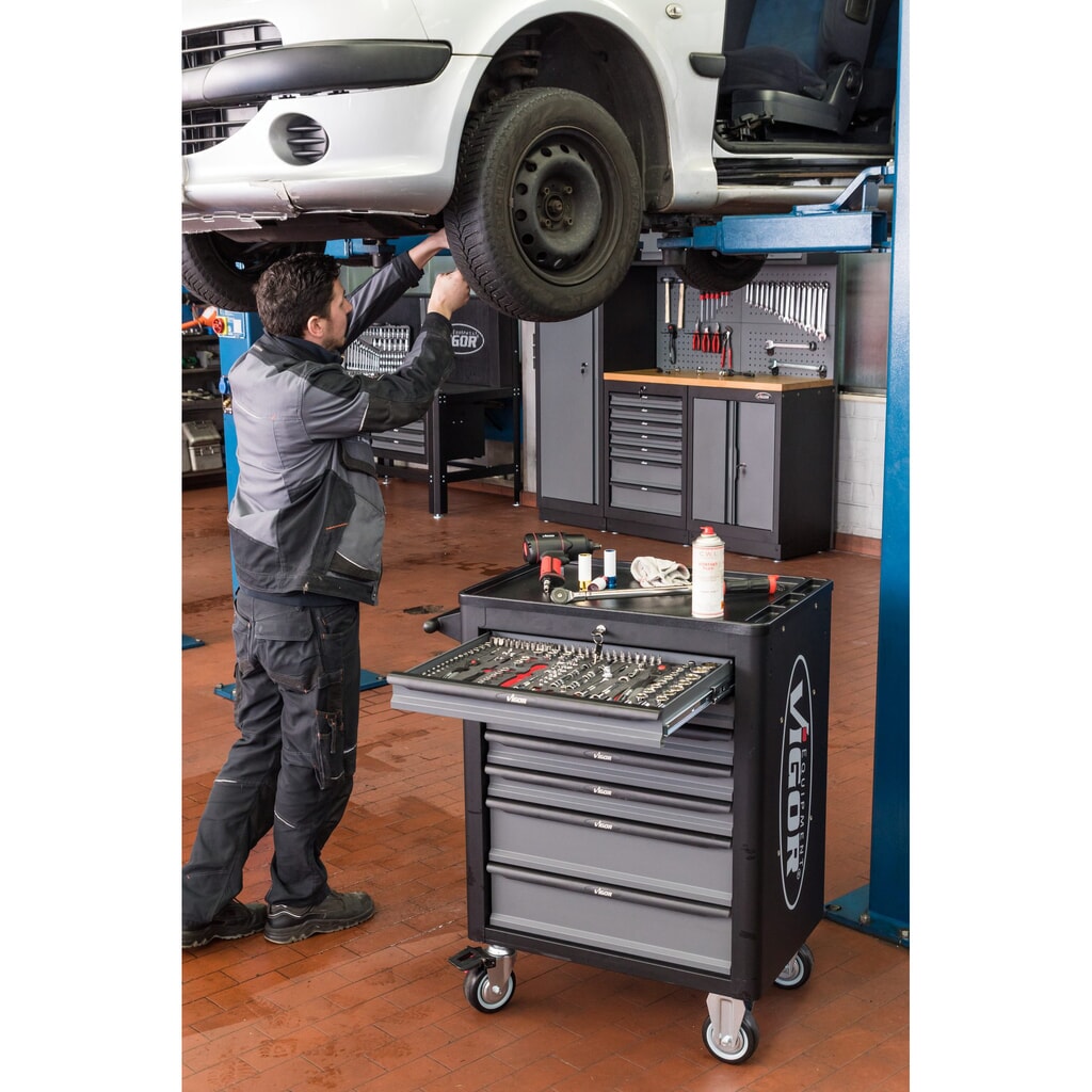 carro|plataforma de herramientas VIGOR® 1000, 7 + 3 cajones + estuche superior, inclusivo 344 piezas surtido de herramientas Número de imagen del producto 3: carro|plataforma de herramientas VIGOR® 1000, 7 + 3 cajones + estuche superior, inclusivo 344 piezas surtido de herramientas