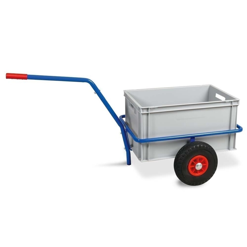 carro|plataforma de mano de tubo de acero, capacidad de carga 200 kg, con cajas de plástico de 63 litros Imagen del producto: carro|plataforma de mano de tubo de acero, capacidad de carga 200 kg, con cajas de plástico de 63 litros