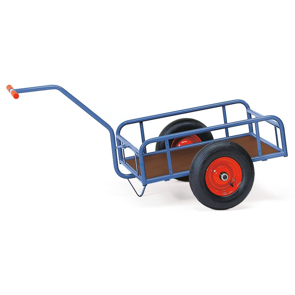 Carro manual fetra® de 1 eje, paredes abiertas, bandajes neumáticos, superficie de carga 795 x 445 mm Imagen del producto: Carro manual fetra® de 1 eje, paredes abiertas, bandajes neumáticos, superficie de carga 795 x 445 mm