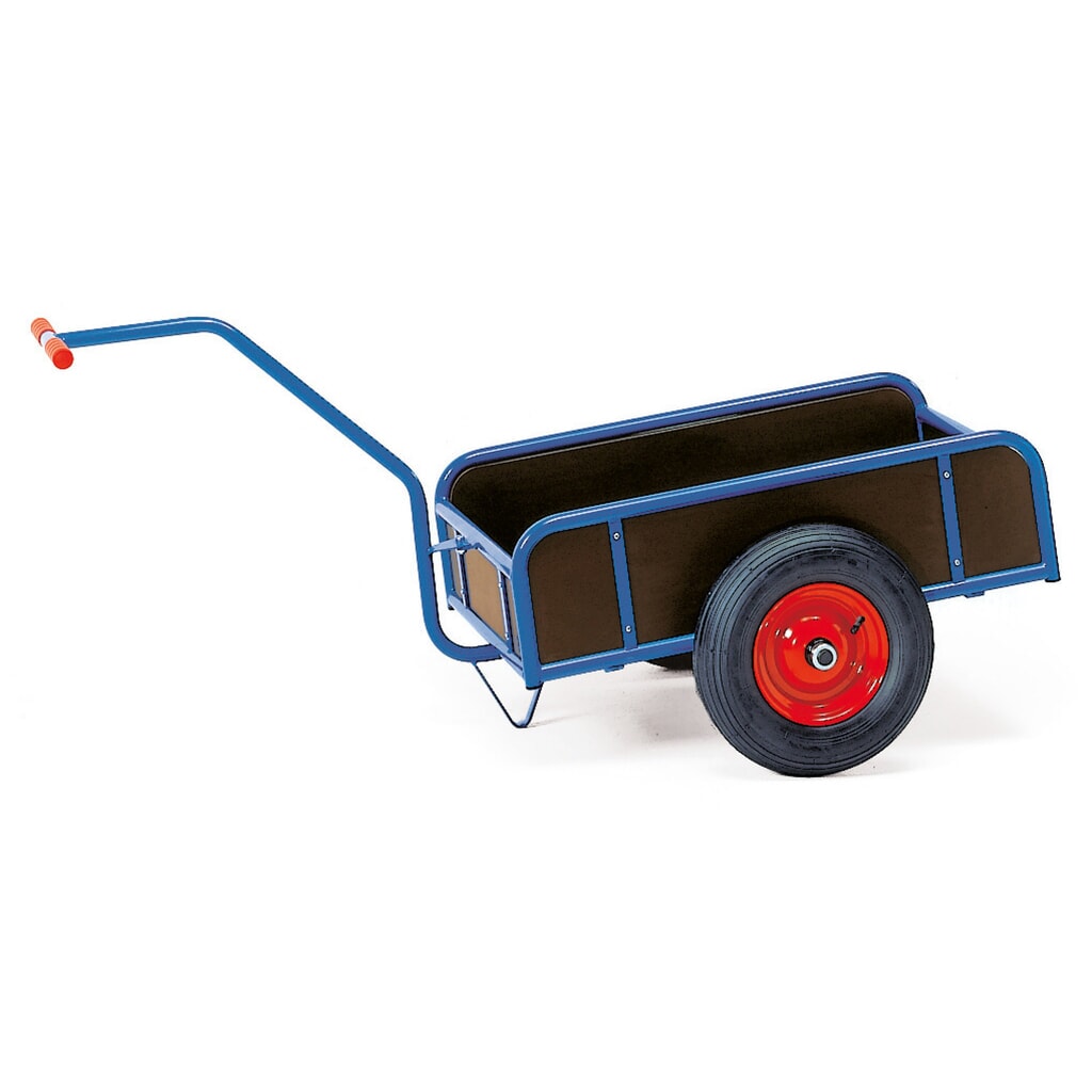 Imagen del producto: Carro manual fetra® de 1 eje, paredes cerradas, bandajes neumáticos, superficie de carga 795 x 445 mm