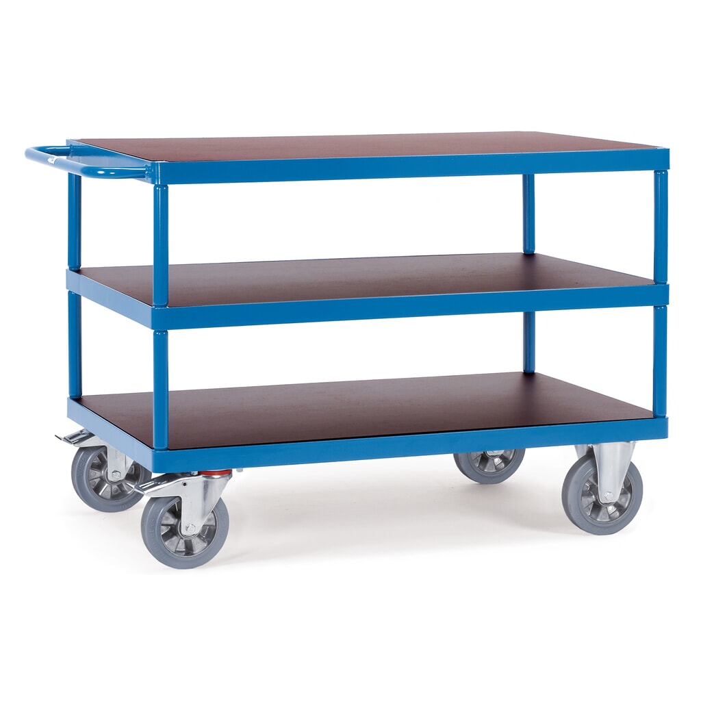 Imagen del producto: carro|plataforma de mesa de servicio pesado fetra®, capacidad de carga 1.200 kg, 3 niveles de 1.600 x 800 mm
